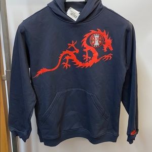 Adidas hoodie size L NWT Gray red dragon